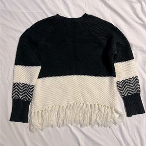 Black and white fringe sweater